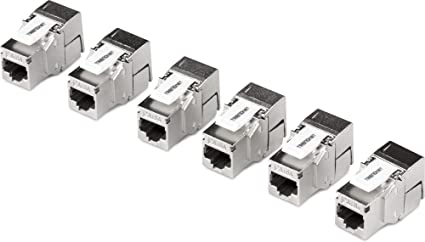 TRENDnet Shielded Cat6A Keystone Jack – 6-Pack, 180° Angle Termination, Color-Coded Labeling for T568A & T568B Wiring, TC-K06C6A