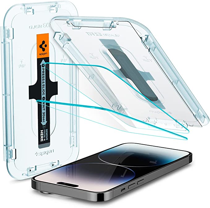 Spigen Tempered Glass Screen Protector [GlasTR EZ FIT] designed for iPhone 14 Pro [Case Friendly] - Sensor Protection / 2 Pack