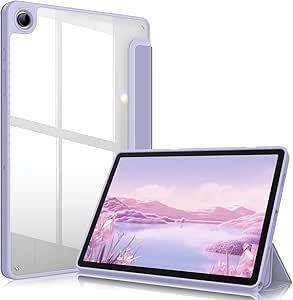 Fintie Hybrid Slim Case for Samsung Galaxy Tab A9 Plus/A9  5G 11 Inch 2023 Model (SM-X210/X216/X218), Shockproof Cover with Clear Transparent Back Shell, Auto Wake/Sleep, Lilac Purple