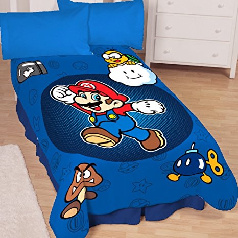 Super Mario Who's With Me Microraschel Blanket, 62-Inches by 90-Inches