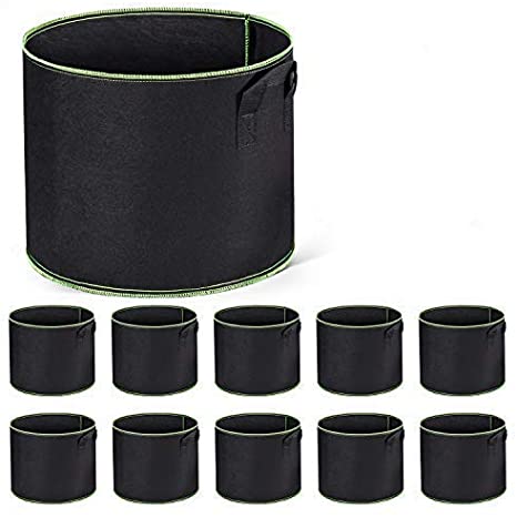 Delxo 10-Pack 1 Gallon Grow Bags Heavy Duty Aeration Fabric Pots Thickened Nonwoven Fabric Pots Plant Grow Bags with Handles