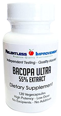 Bacopa | Standardized to 55% providing Bacopa saponins 82.5mg, Luteolin 3mg, Beta-sitosterol 6mg. Unique high-potency, low dose formulation means less chance for stomach upset.