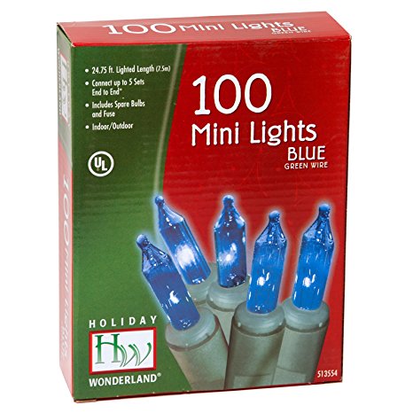 Holiday Wonderland Christmas Light Set, Blue, 100 Mini Lights