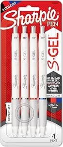 SHARPIE S-Gel, Gel Pens, Medium Point (0.7mm), Black, Red and Blue Gel Ink Pens, 4 Count