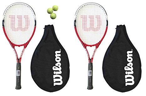 2 x Wilson Federer 110 Tennis Rackets   3 Tennis Balls RRP £90