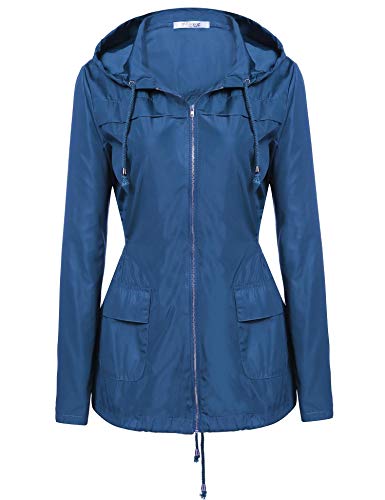 Beyove Women's Hooded Lightweigt Waterproof Rainwear Outdoor Long Slim Raincoat