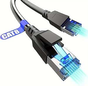 [Upgraded] Cat 8 Ethernet Cable, 40Gbps Superhigh Speed Internet Cable, Gold Plated RJ45 Connector, LAN Cable & Network Cable for Modem/Router/Gaming/PC/Office