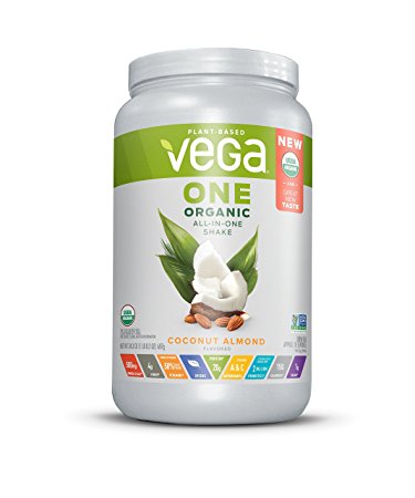 Vega One Organic All-in-One Shake, Plant Based Non Dairy Protein Powder, Coconut Almond, 18 Servings, 24.3 oz