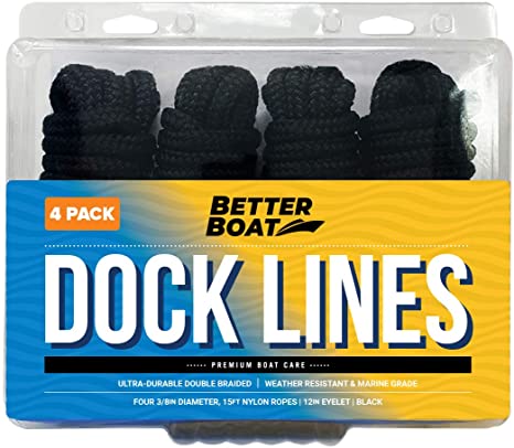 Dock Lines Boat Ropes for Docking 3/8" Line Braided Mooring Marine Rope 15FT