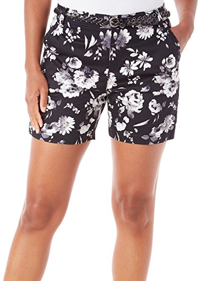 Gloria Vanderbilt Womens Nimah Belted Summer Garden Shorts