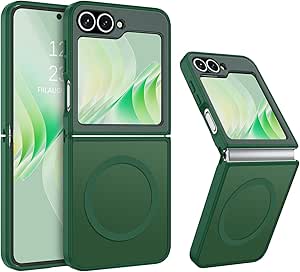 BENTOBEN for Samsung Z Flip 6 5G Case,[Compatible with MagSafe] Galaxy Z Flip 6 Magnetic Case Translucent Matte Shockproof Women Men Girl Protective Cover Case for Samsung Z Flip 6 5G 6.7",Dark Green