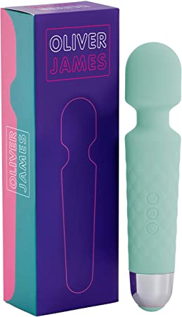 Personal Wand Massager by Oliver James - 20 Vibration Patterns & 8 Multi-Speeds - Travel Bag & Manual Included - Perfect for Muscle Tension, Back, Neck Relief, Soreness, Recovery (Green)