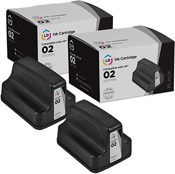 LD Remanufactured Ink Cartridge Replacement for HP 02 C8721WN (Black, 2-Pack)