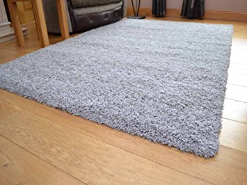 Soft Touch Shaggy Silver Thick Luxurious Soft 5cm Dense Pile Rug. Available in 7 Sizes (133cm x 190cm)