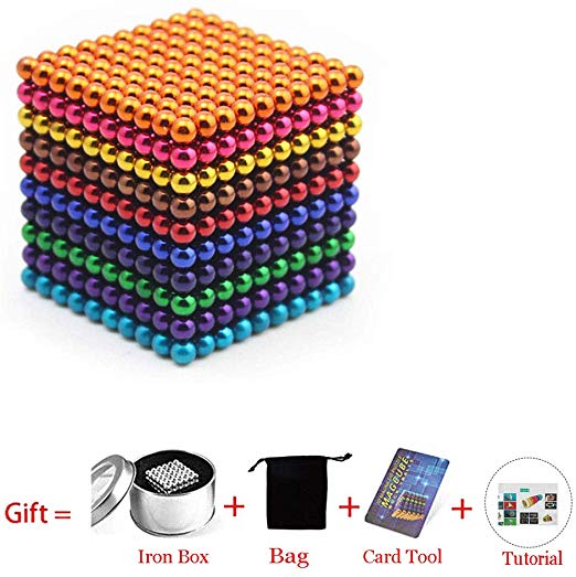 Magnetic Cube 216/512/1000pcs 5mm Magnets Blocks Magnetic Square Cube Children's Puzzle Magic Cubes DIY Educational Toys for Kids Intelligence Development and Stress Relief (1000pcs 10 Color)