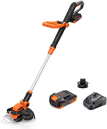 20V Max 10-Inch Cordless String Trimmer, TACKLIFE 2-In-1 String Trimmer&Edger, Muti-Angle Head, Adjustable handle, Lightweight, 2.0Ah Battery And Charger Included