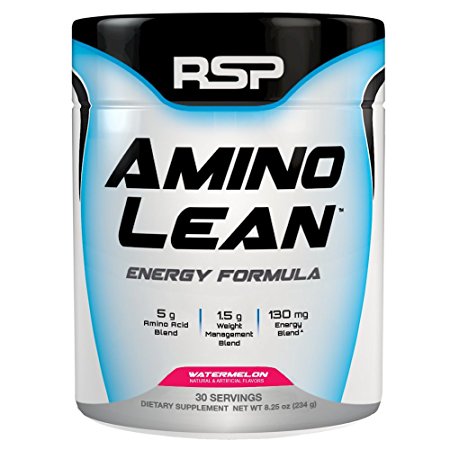 RSP AminoLean - Energy & Weight Loss Formula, BCAA Powder with CLA, Green Tea Extract and Caffeine for Building Lean Muscle and Burning Fat, Watermelon, 30 Servings