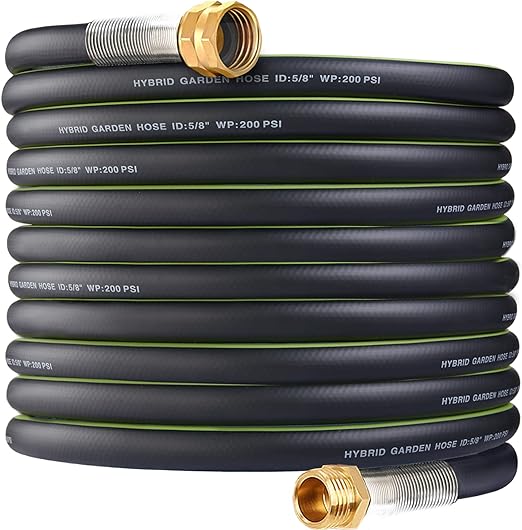100 ft Hybrid Garden Hose Heavy Duty Water Hoses - Flexible&Lightweight Car Washing Pipe - Burst 600 psi,Kink-free Leakproof Hose with Double Latex Core, 3/4" Solid Brass Fittings