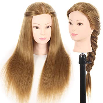 27" Yaki Mannequin Head Hair Styling Training Head Manikin Cosmetology Doll Head Synthetic Fiber Hair