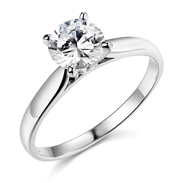 .925 Sterling Silver Rhodium Plated Wedding Engagement Ring