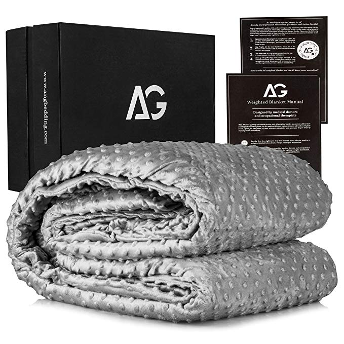 AG Adults Weighted Blanket 15 lbs with Duvet Cover, 48'' x 78'' | Heavy Blanket for Adults, Cooling Blanket | Calming Weighted Blanket | Heavy Fleece Blanket, Premium Cotton Material with Glass Beads