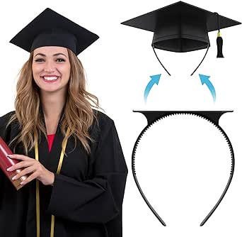 Graduation Cap Headband, Secures Grad Cap Not Easy to Fall Off, Upgrade Wide Non-stick Hair Graduation Cap Hat Accessories