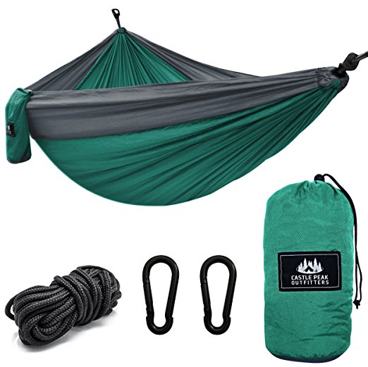 XL Double Hammock Swing Rip Stop Parachute Nylon - Floating Bed, Free Standing Hanging Camping Hammock For Sleeping, Portable Backpacking Bedroom, Yard, Outdoors, Traveling By Castle Peak Outfitters