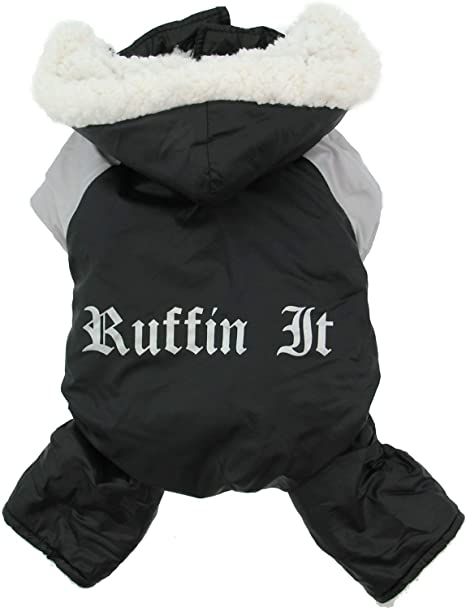 Doggie Design "Ruffin It" Winter Full Dog Snowsuit Harness Coat/Jacket with Removable Hood