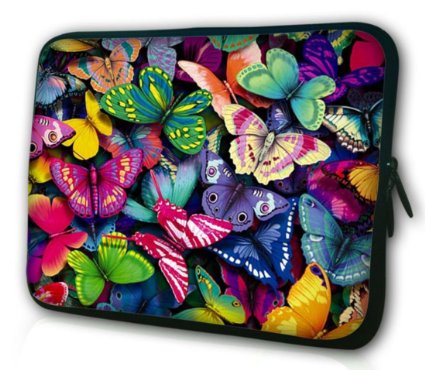 Waterfly® Colorful Butterfly 14" 14.1" 14.4" Inch Laptop Notebook Computer Tablet PC Sleeve Carrying Bag Case Pouch Protetor Cover Holder for Dell Latitude E5420 14" Lenovo IdeaPad U410 14" Lenovo Thinkpad T420 14" And Most 14" 14.1" 14.4" Inch Laptop Ultrabook Chromebook Laptop Notebook
