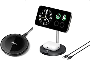 Anker 315 Wireless Charger (Pad), 10W Max Fast Charging with Anker MagGo 2-in-1 Charging Station