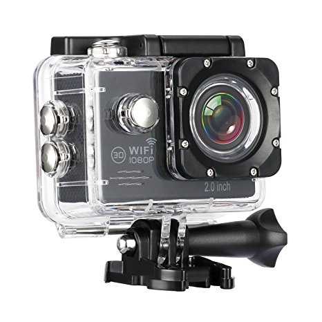 HiCool Action Camera FHD 1080P Sports Camera Built-in WiFi 140 Degree Wide-Angle Lens IP68 Certified Waterproof Camera Diving up to 30 Meters