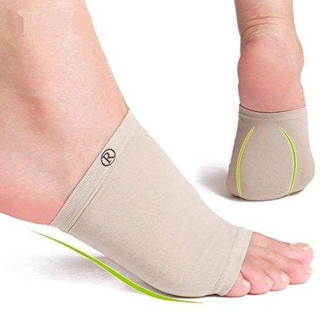 Compression Foot Sleeves for Plantar Fasciitis, Heel Spurs and Arch Pain - 1 Pair (Biege)