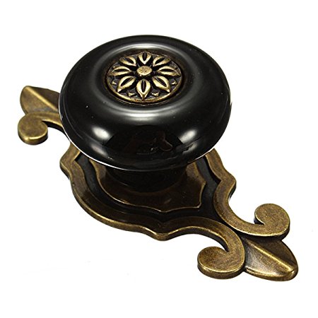 TOOGOO(R)Vintage Ceramic Door Knobs Drawer Cabinet Cupboard Wardrobe Pull Handle Black Bronze