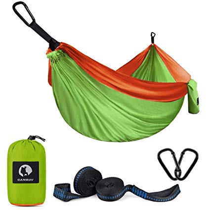 Double Camping Hammock 115 x 75, Ultralight Portable Anti-Tear Parachute Nylon Hammock with Tree Straps, XL Large for 2 Person for Outdoor Backpacking Travel, Beach, Yard