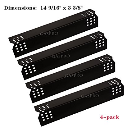 GASPRO PGP371(4-Pack) Porcelain Steel Heat Plate, Heat Shield, Heat Tent, Burner Cover Replacement for Grill Master 720-0697, 720-0737 and Uberhaus 780-0003 Gas Grill Models (14 9/16inch)