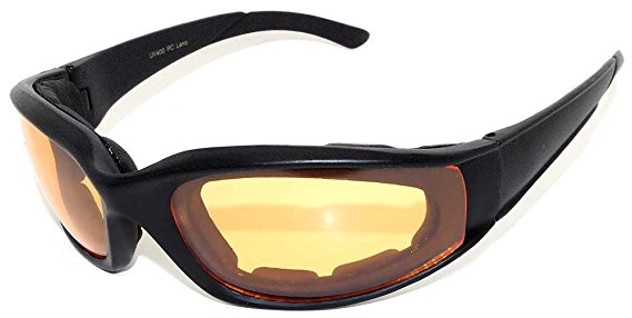 Padded Night Motorcycle Riding Glasses Yellow Lenses
