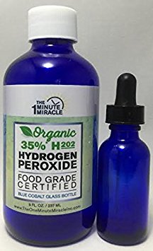 35% Organic Hydrogen Peroxide Food Grade Certified - 8 oz GLASS BOTTLE