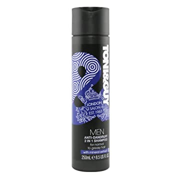 Toni&Guy Men Anti-Dandruff 2-in-1 Shampoo & Conditioner with Mineral Extract for Normal to Greasy Hair, Hair Treatment to Cleanse & Soothe Itchy Scalp, Long Lasting Effects with Hydrating Properties helps Prevent Dandruff & Flaking, Shampoo   Conditioner for Men, 250 ml