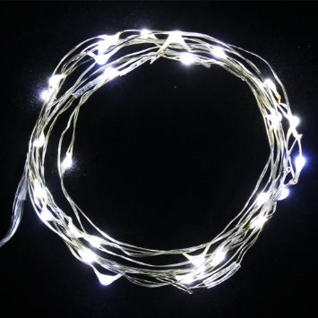 MUCH Led String Lights Copper Wire 10ft 30 LEDs Pure White Color Starry Light Battery Operated for Seasonal Decorative Christmas Holiday, Wedding, Parties