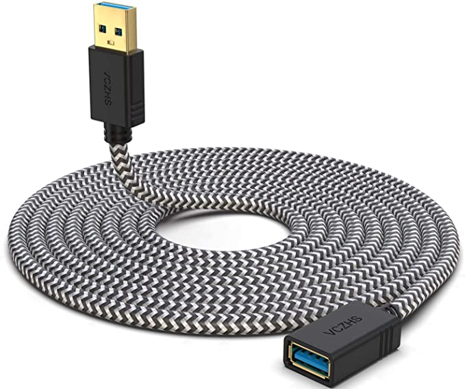 USB 3.0 Extension Cable 10ft, VCZHS Durable Braided USB 3.0 Extension Cable - A-Male to A-Female for USB Flash Drive, Card Reader, Hard Drive, Keyboard,Mouse,Playstation, Xbox, Printer, Camera