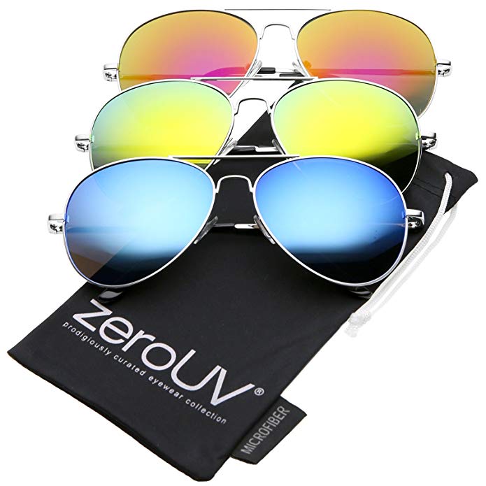 zeroUV - Premium Full Mirrored Aviator Sunglasses w/Flash Mirror Lens