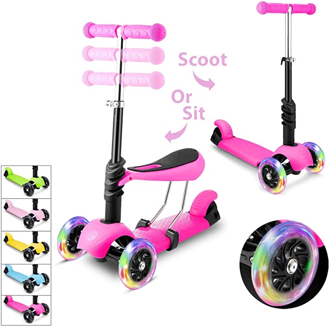 WeSkate Scooter for Kids,Scooters for Toddlers Girls & Boys,Removable Seat & Adjustable Height,Design for Children Ages 2-8