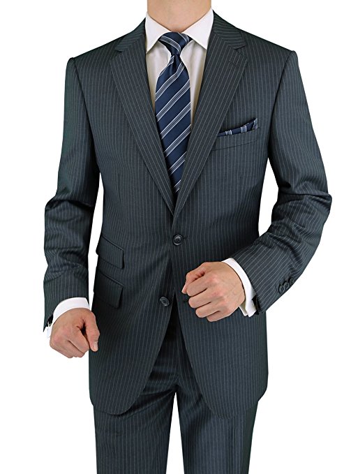 Luciano Natazzi Men's Ticket Pocket 180'S Cashmere Wool Stripe Suit