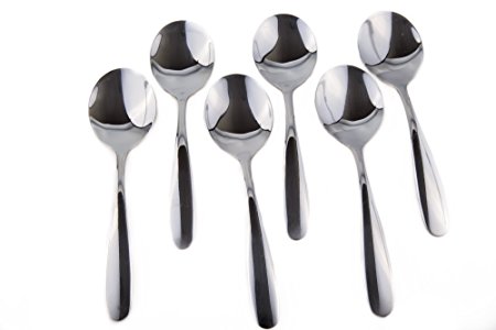 (Pack of 6) Solid Serving Spoon Stainless Steel - Mirror Finish for Elegant Buffet Serving