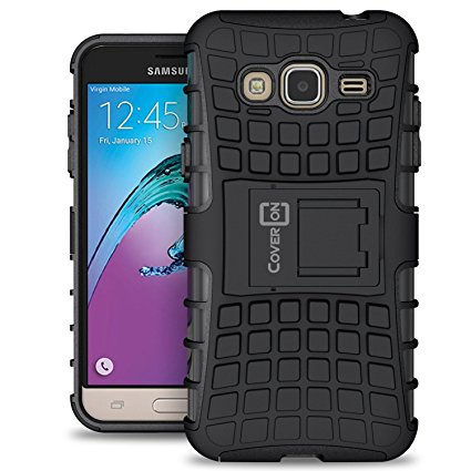 Samsung Galaxy Express Prime Case, Galaxy Sky Case, Galaxy Amp Prime Case, CoverON [Atomic Series] Hybrid Armor Cover Tough Hard Kickstand Phone Case for Samsung Galaxy Express Prime - Black