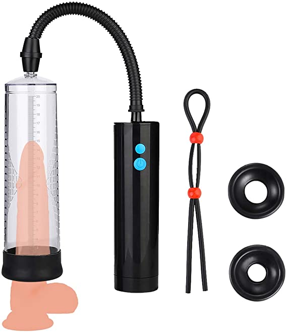 Automatic Penis Pump with 3 Suction Intensities, Live4cool USB Rechargeable Electronic Vacuum Pump for Stronger Bigger Erections, Male Sex Toys, Mens Rings