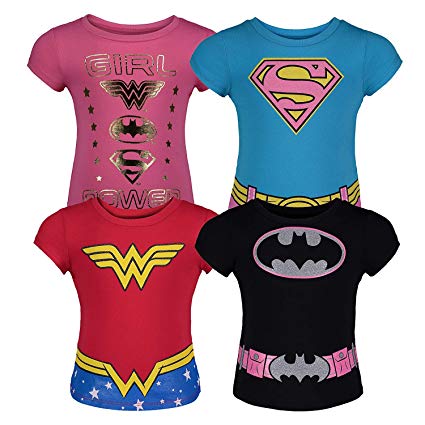 Warner Bros. Toddler Girls' 4pk T-Shirts Batgirl Supergirl Wonder Woman