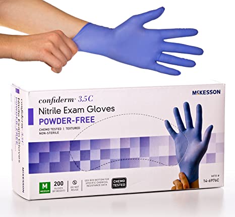 McKesson Confiderm 3.5C Nitrile Latex-Free MED Exam Gloves, Medium, Chemo Tested, Powder-Free, 200/BX (CASE of 10)