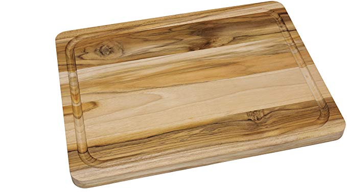 Lipper International 7216 Teak Wood Edge Grain Kitchen Cutting and Serving Board, Large, 16" x 12" x 3/4"