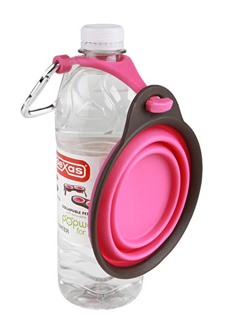 Dexas Popware for Pets Travel Cup/Bowl with Bottle Holder, Small